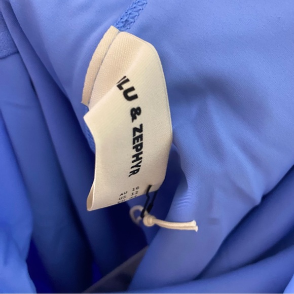 Zulu & Zephyr Waffle Bodysuit One Shoulder Swim Bikini Size 12 Ocean Blue - Picture 7 of 8